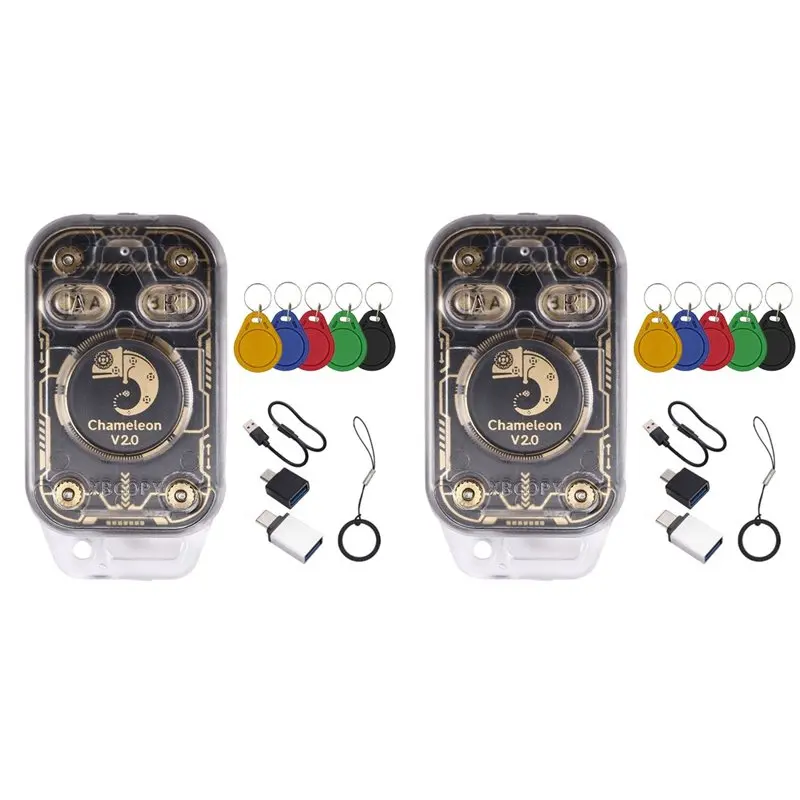 

【BRILLIANT】2X Эмулятор считывателя смарт-чипов RFID Chameleon V2.0, дубликатор NFC 125K 13.56МГц + 10XUID Брелок-эмулятор Chameleon Ultra