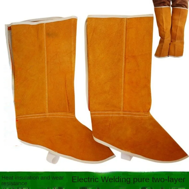Cowhide Welding Protectors Anti-fire Thermal Insulation Flame Retardant Welder Leg Protection Foot Safety Shields Cowskin Covers