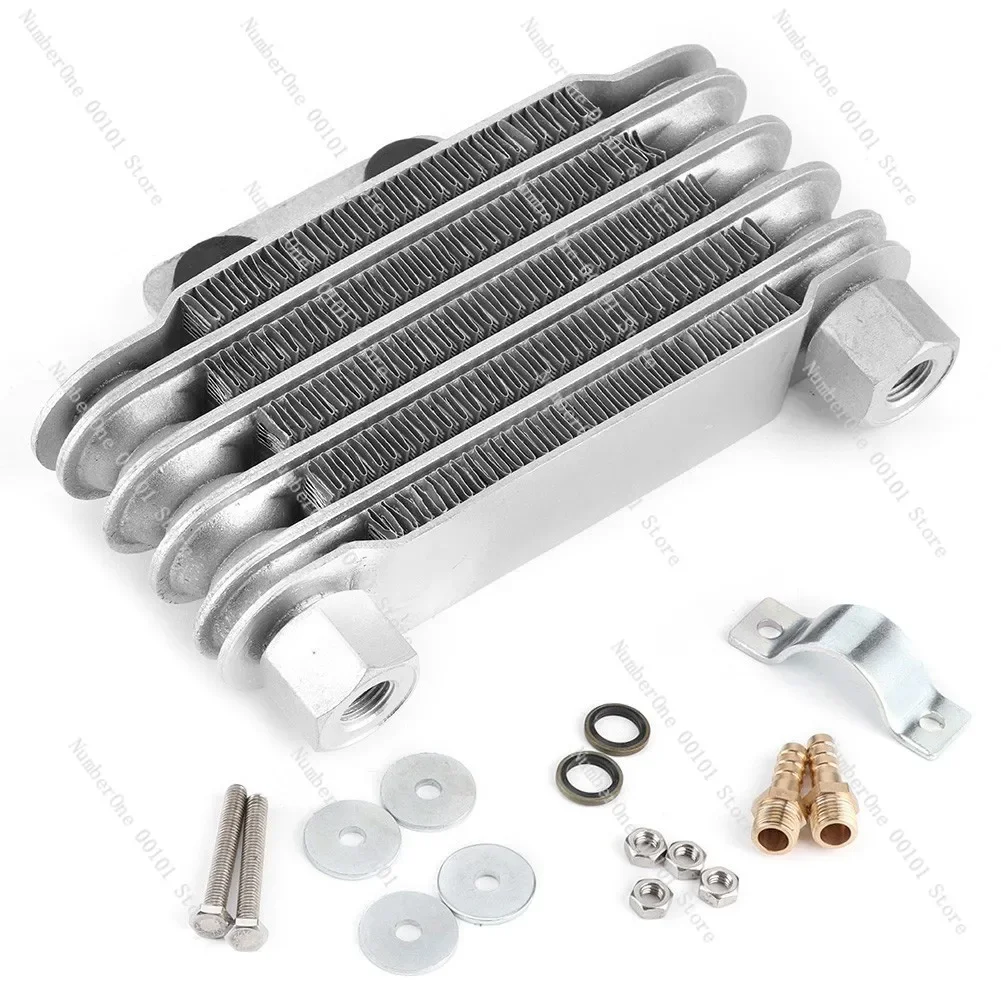 

Motorcycle oil cooler radiator, black silver, kit, small style