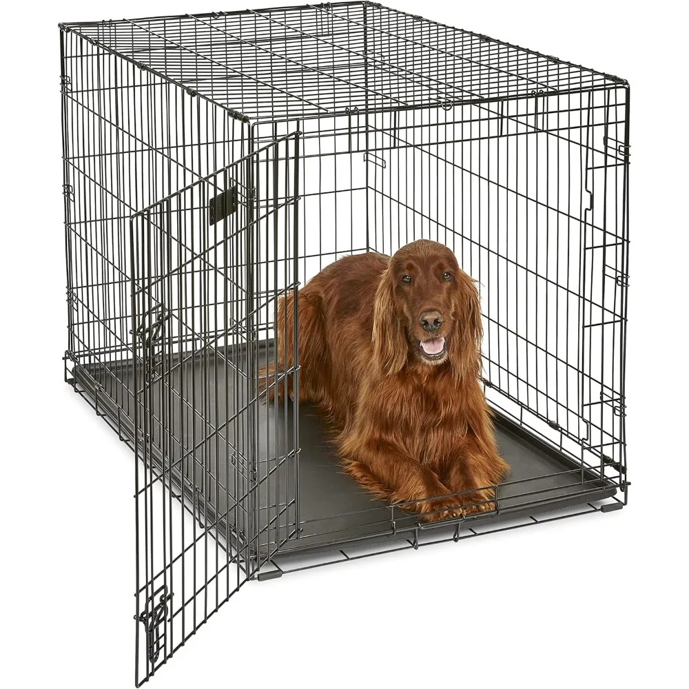 

Newly Enhanced Single & Double Door iCrate Dog Crate, Includes Leak-Proof Pan, Floor Protecting Feet, Divider Panel & New Paten