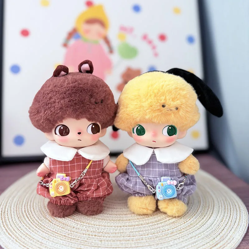 

DIMOO WORLD Doll Decor Accessories Outfit - 15/17cm Labubu Clothes Plaid Jumpsuit Set