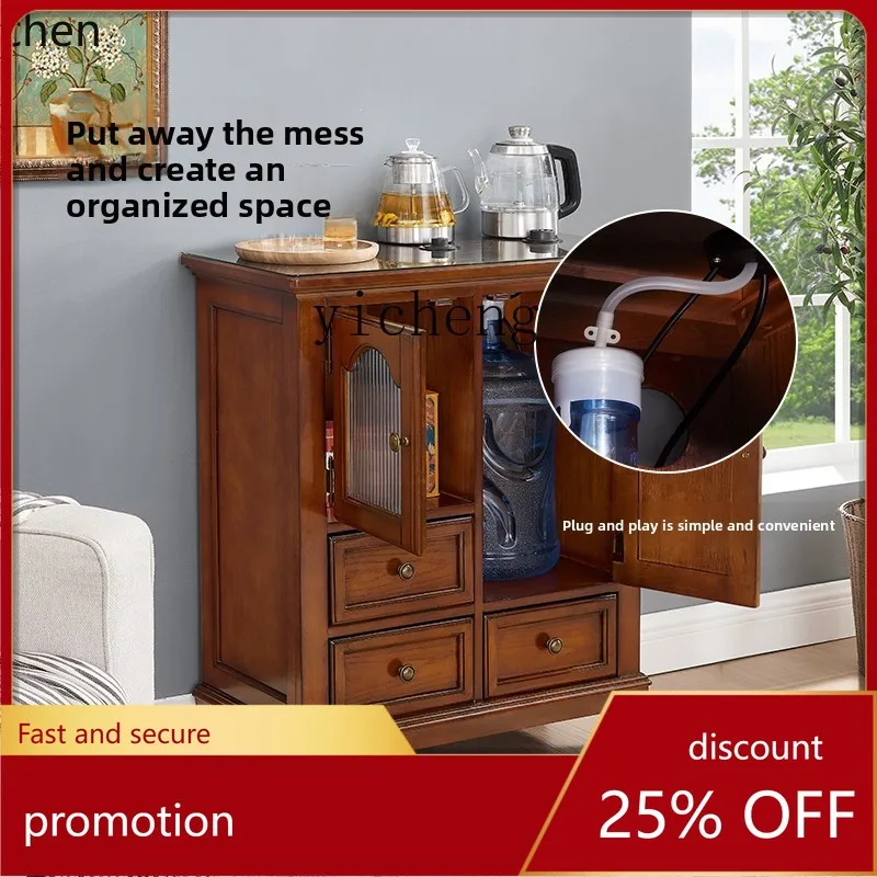 

HXL Tea Cabinet with Kettle Integrated Embedded Solid Wood Tea Side Cabinet Tea Brewing Table