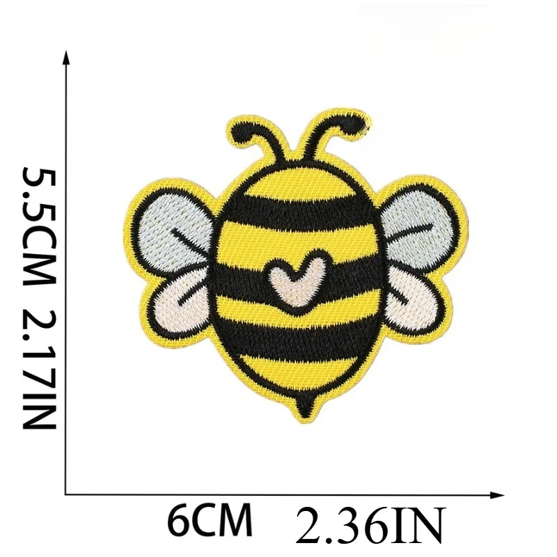 Bee Element English Letter Embroidery Cloth Sticker  Embroidery Iron on Patch Cartoon Bumblebee Patch Sticker