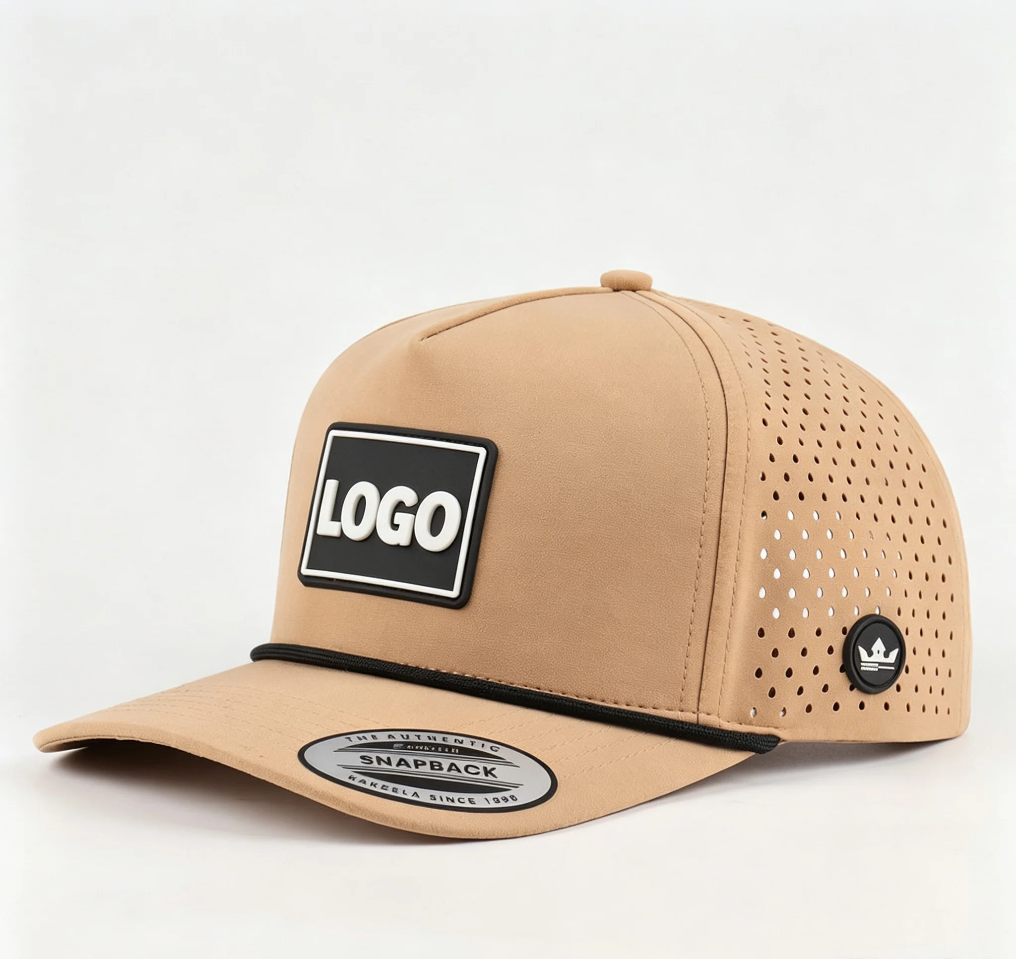 5 Panel Golf Hats Rope Details Solid Color Laser Performance Cap for All Seasons - Fashionable And Functional Headwear