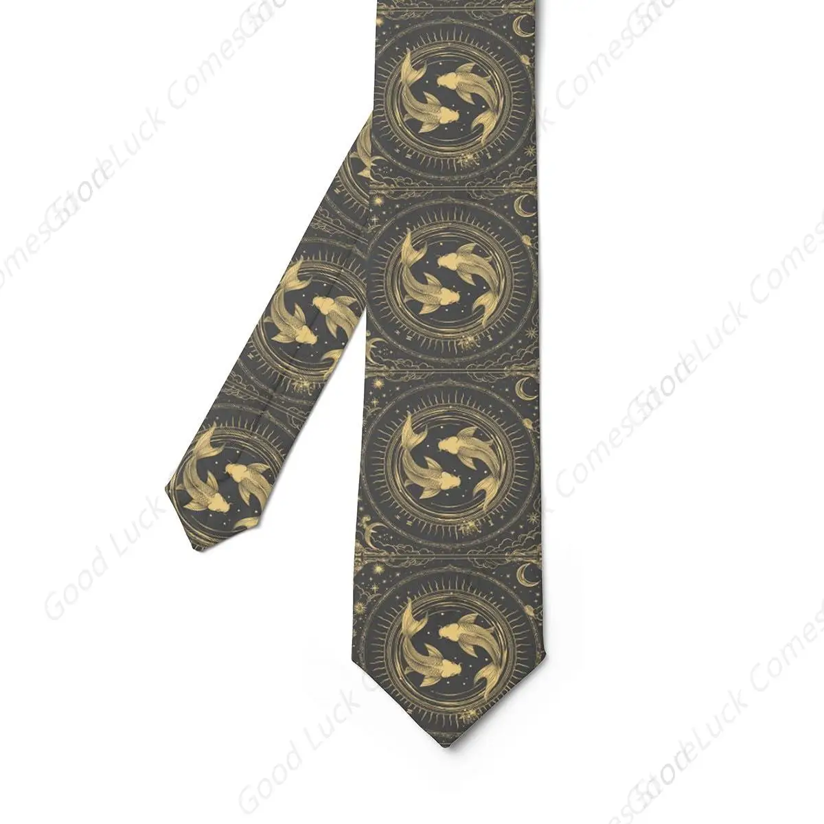 Zodiac Sign Mens Tie,Trippy Astrology Men'S Ties,Pisces Neckties For Men,Sun Moon Stars Ties For Men,Polka Dots Tie For Business