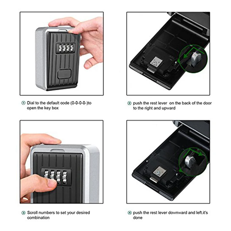 A14M 2X Lock Box 4-значный комбинированный ящик Устойчивый к атмосферным воздействиям укрытие ключей с с сбрасываемым кодом Хранение ключей Настенный монтаж