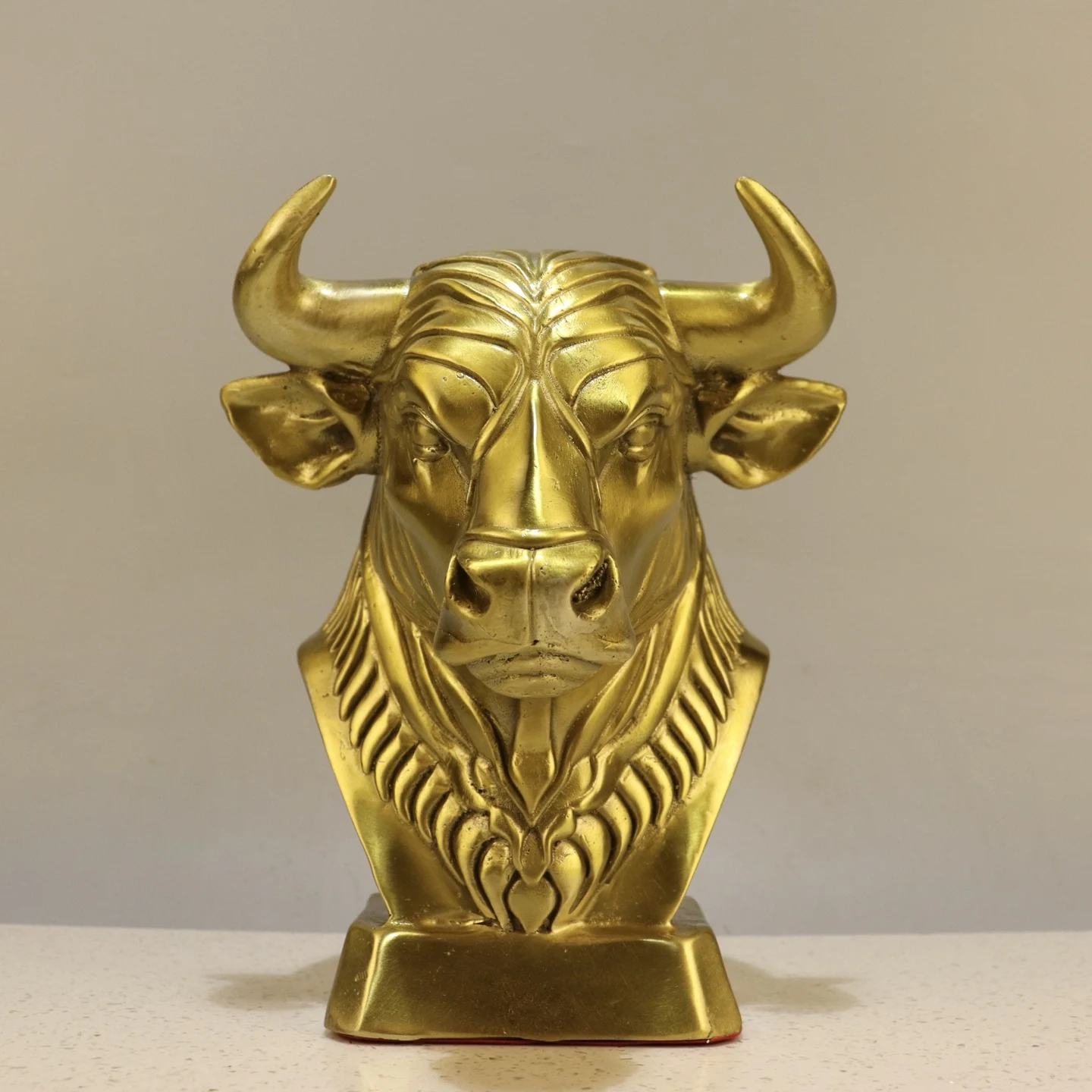 Old Brass Bust of a Bull Head turn the tide Courage and Strength Struggling Bull desktop screen Amass wealth Ornament Town house