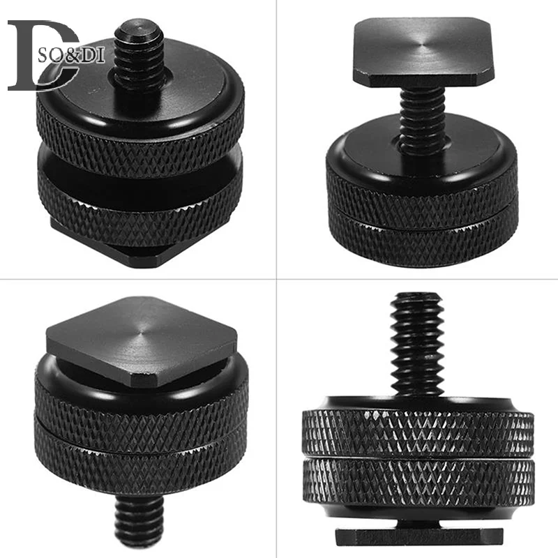 1/4 Double Conversion Screw Flash Metal Hot Shoe Mounts Camera Flash Adapter Upgrade Photography 2-in-1 General Components Tools