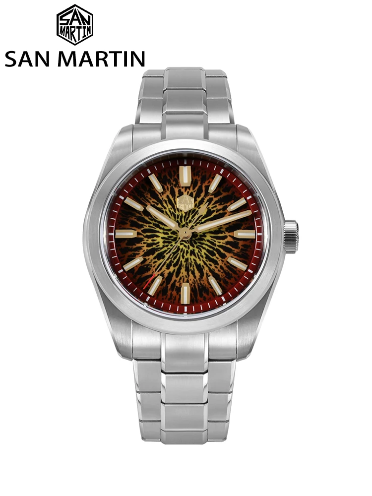 San Martin nowy 39mm oryginalny Miyota 90S5 gradientowa emalia złoto-brązowa imitacja ceramicznej tekstury tarcza SN0144 zegarek JianZhan Gada