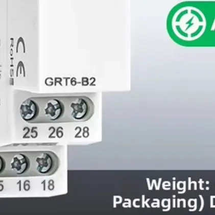 GRT6-B2 Delay OFF Timer Relay Single Function 2CO+2NO Contacts 0.1s to 10 Days Range DIN Rail Mountable Gray Housing
