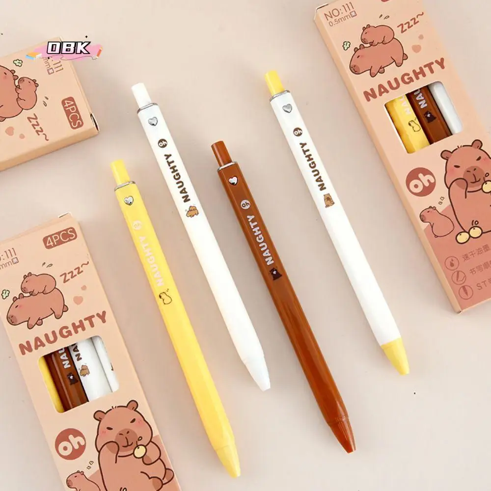 

4PCS Writing Supplies Black Ink Capybara Gel Pens ST 0.5mm Cartoon Neutral Pens Quick Dry Cute Signature Pen Back To School