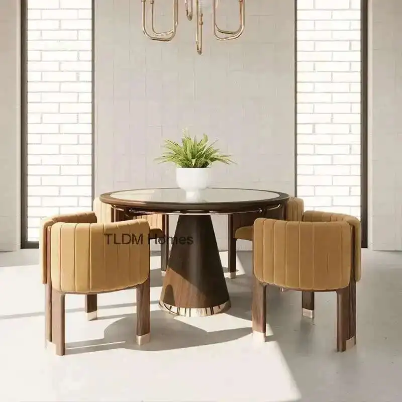 

Designer Solid Wood Fabric Dining Chairs European Home Backrest Kitchen Chair Luxury Dining Room Furniture Leisure Makeup Chair