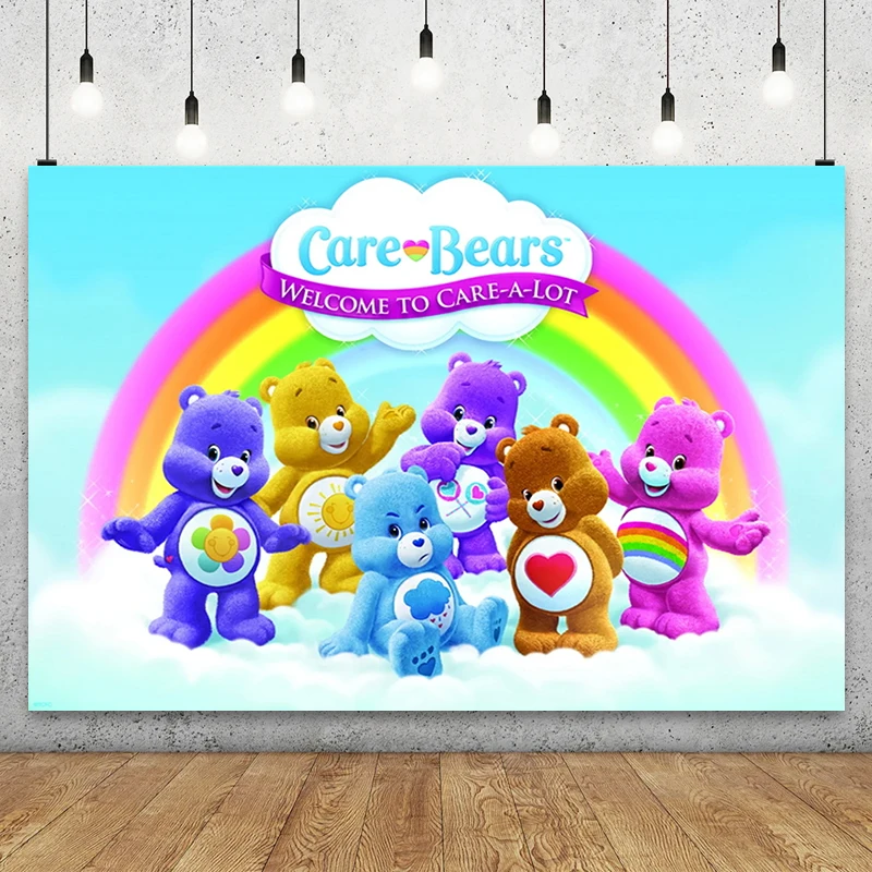 

Disney Care Bears Theme Photography Backdrop Birthday Party Background Decoration Love Rainbow Bear for Girl Favors Baby Shower