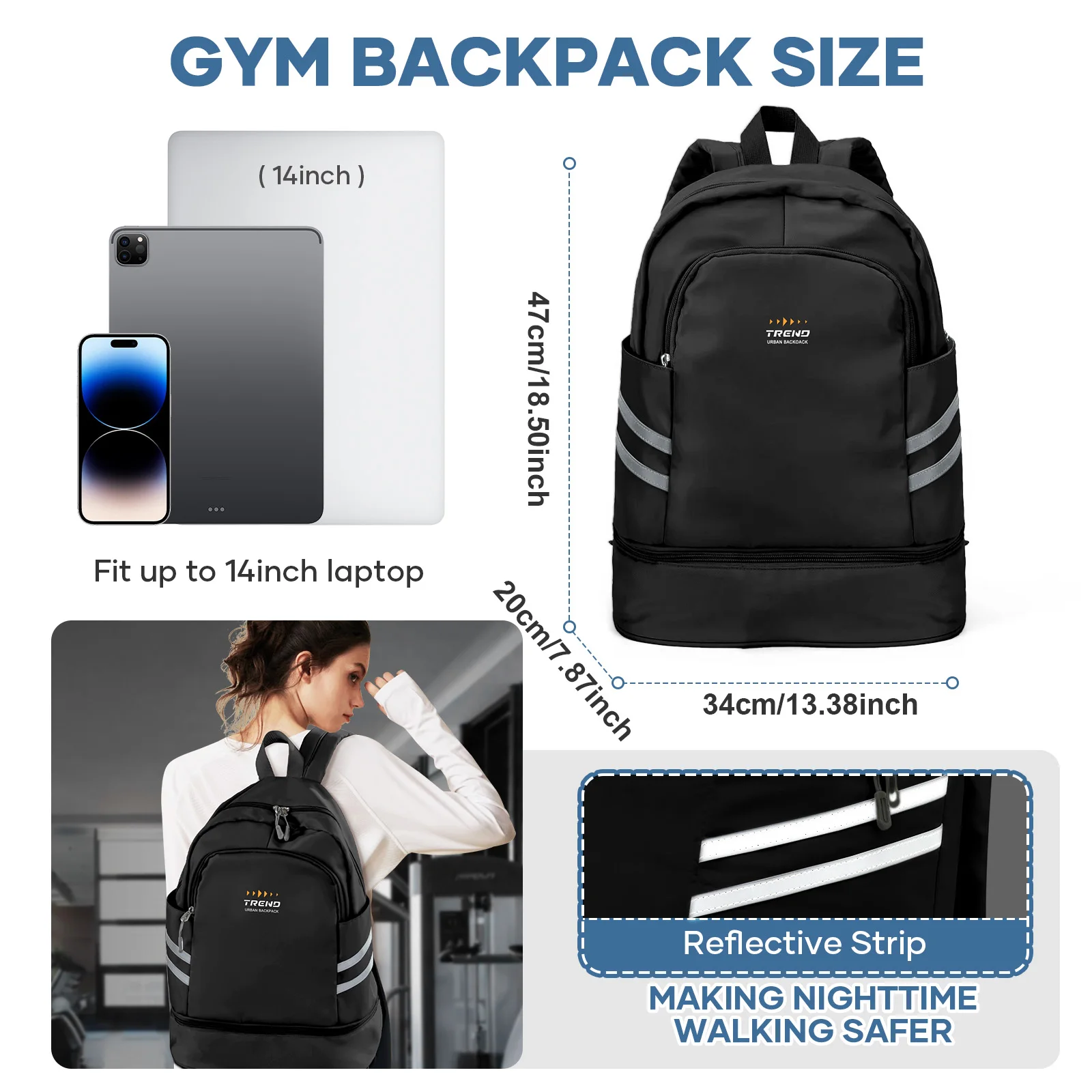 Men's Women's Gym Backpack, Sports Backpack with Shoe Compartment, Sports Gym Backpacks for Beach Swimming Pool，Foldable Gym Bag