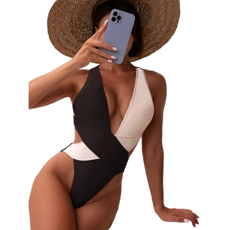 Mulher alças largas biquinis sexy maiô de uma peça push up banho bonito voltar biquinis beachwear oco fatos de banho