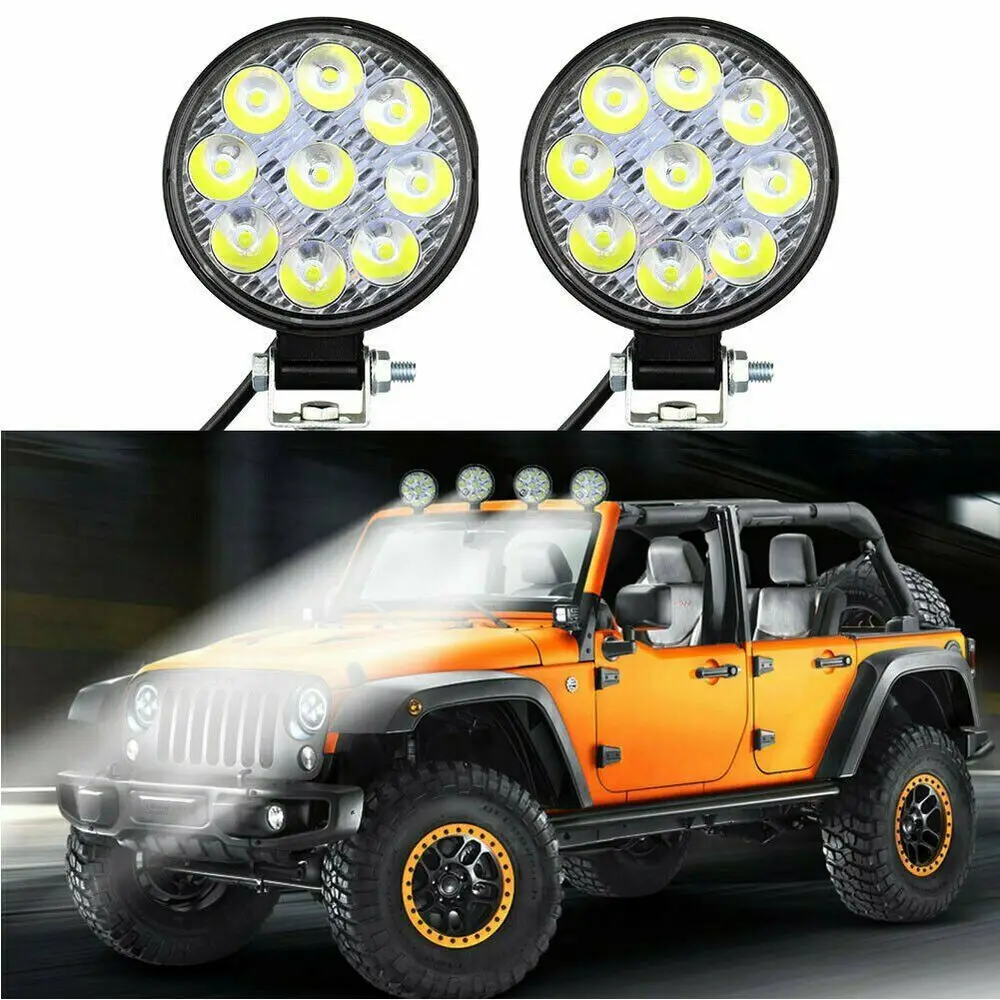 

4/2PCS 4 Inch 9-30V 9 LED Mini Round LED WorkLight Off Road Auxiliary Modified Headlight Spotlight Flood Lamp for Car Truck SUV