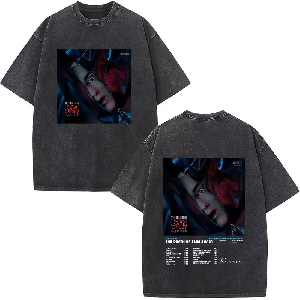 تي شيرت قوطي بأكمام قصيرة لمغني الراب للرجال ، موت ظليل نحيف ، تيشيرت كلاسيكي مغسول ، قطن ، ألبوم جديد ، هيب هوب ،!