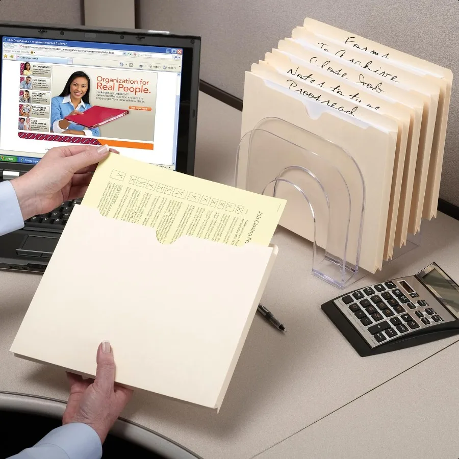 Giacca di file Rinforzata Straigut Tab 1 Lettera di espansione Taglia Manila 50 per scatola 75520