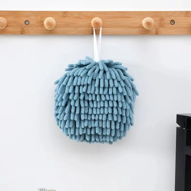 Children Hanging Chenille Hand WipesKitchen Bathroom HandTowel Ball with Hanging Loops Quick DrySoft Absorbent Microfiber Towels
