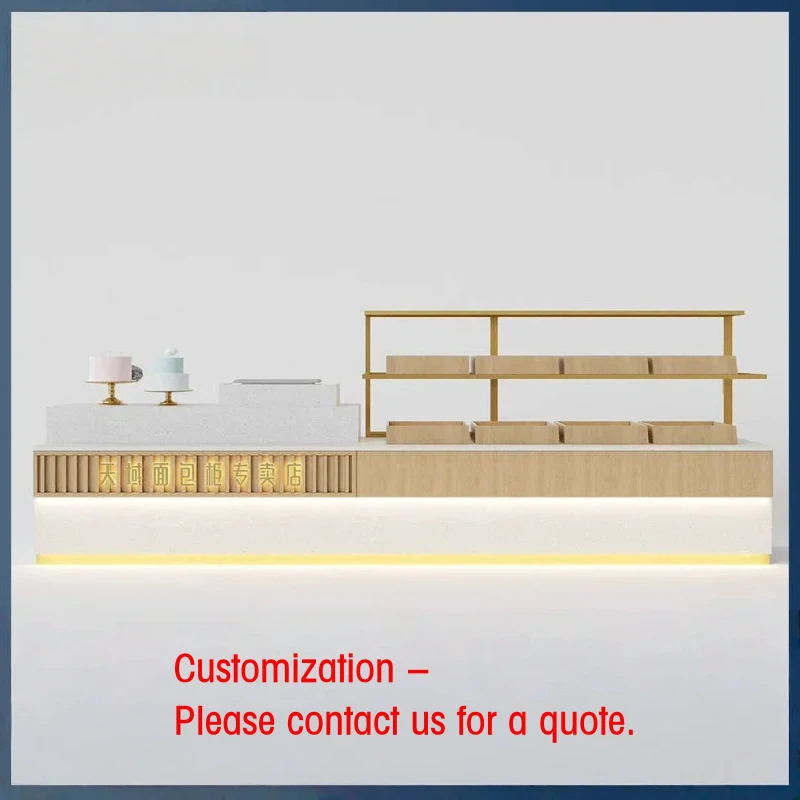 custom.Customizable Varnished Wood Bakery Display Cabinet LED Lighting Glass Back Durable Design Supermarkets/S