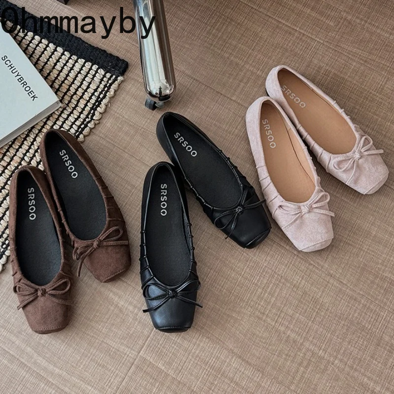 Frühlings- und Herbstschuhe für Damen, Mary Jane Schuhe mit eckiger Spitze, Slip-On Schuhe im süßen Stil, Alltagsschuhe, lässige Damen Ballerinas, flache Schuhe