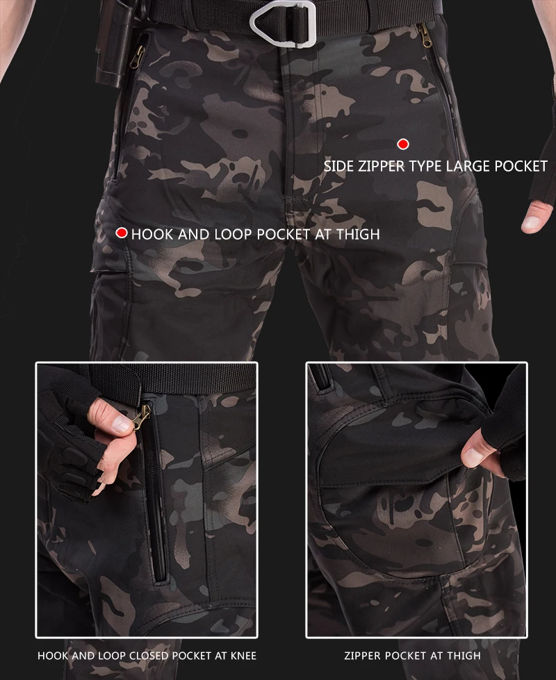 Outdoor Tactical Pants Men Clothing Rip-stop Airsoft Soft Fleece Combat Trousers Work Camo Pants Hunting Outfit Wear-resistant