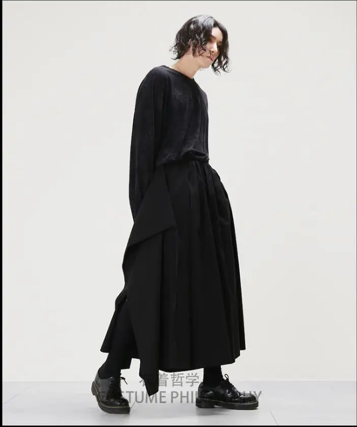 Spring Men's Personality Casual Trousers Wide Leg Pants Culottes Super Loose Hairstylist Male Singer Plus Size Stage Costumes