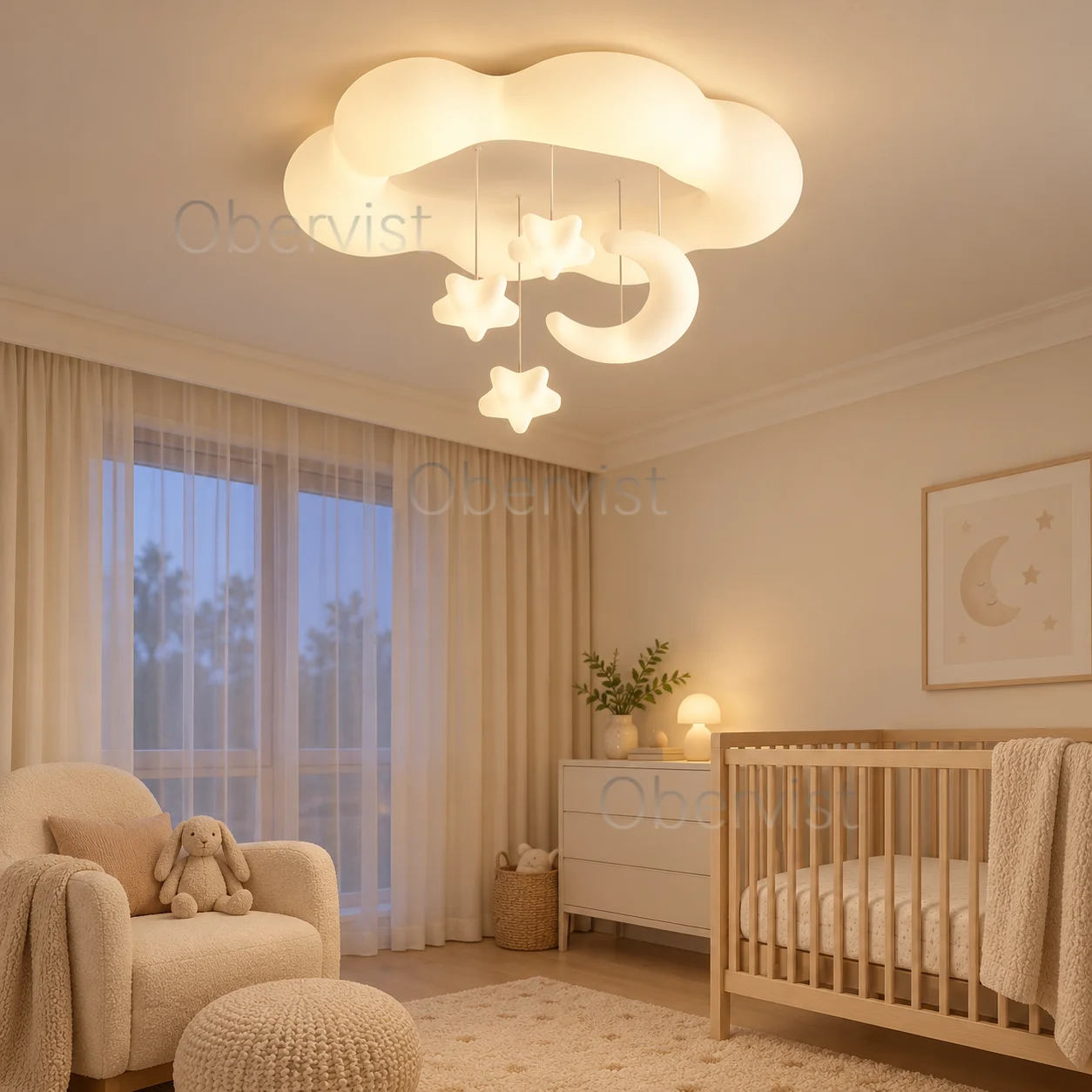 Cream Cloud LED Ceiling Light  - огляд і ціна Baby Nursery Decor Boy