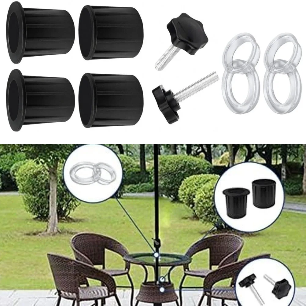 Umbrella Parts Kit for Repairing Outdoor Patio Umbrellas Including Hole Ring Cover Cap Stand Base Screw and Pole Cap