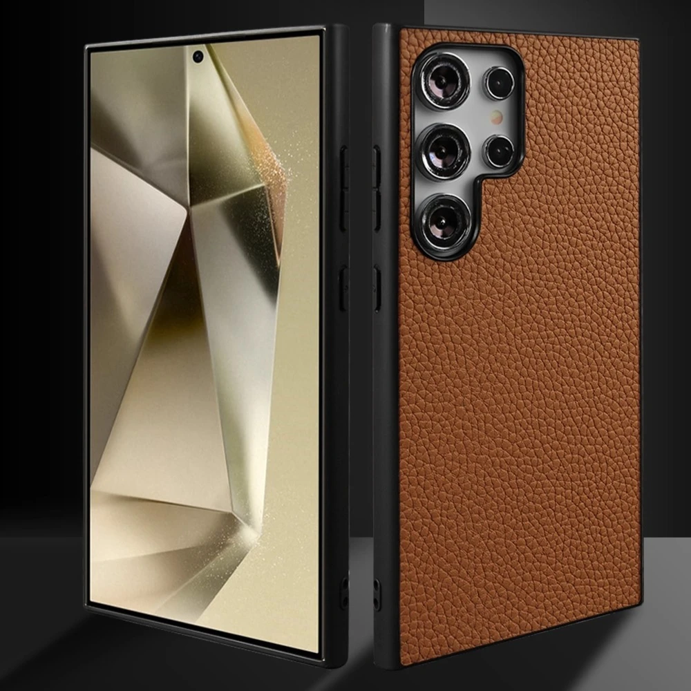 

Чехол для телефона с магнитной присоской для Samsung Galaxy S25 Ultra Edge S24 Plus S23 S22 S21 S20 FE Note 20, кожаный чехол с рисунком личи