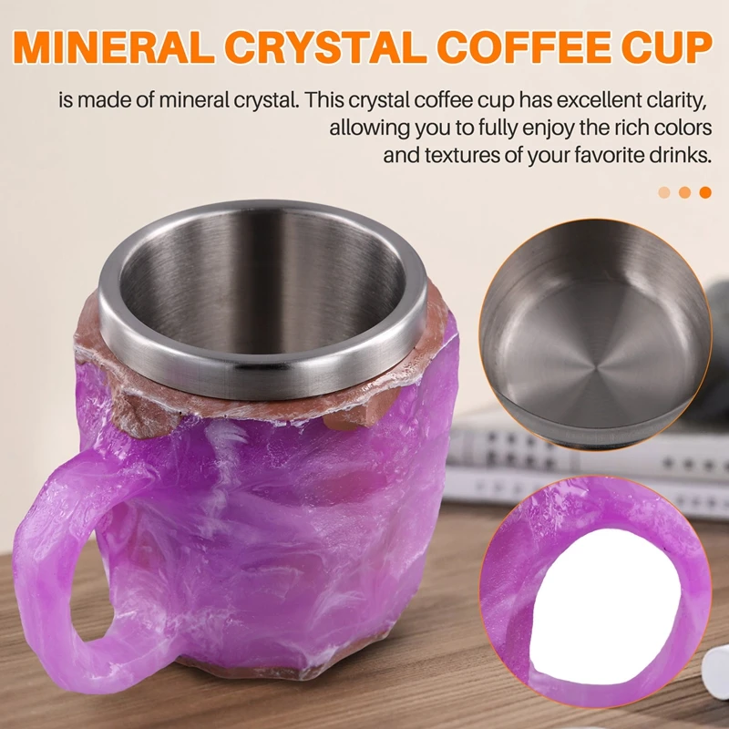 

AS60-Mineral Crystal Coffee Cup Elegant Luxury Mineral Colored Crystal Mug Translucent Coffee Cup Office Elegant Crystal Gift