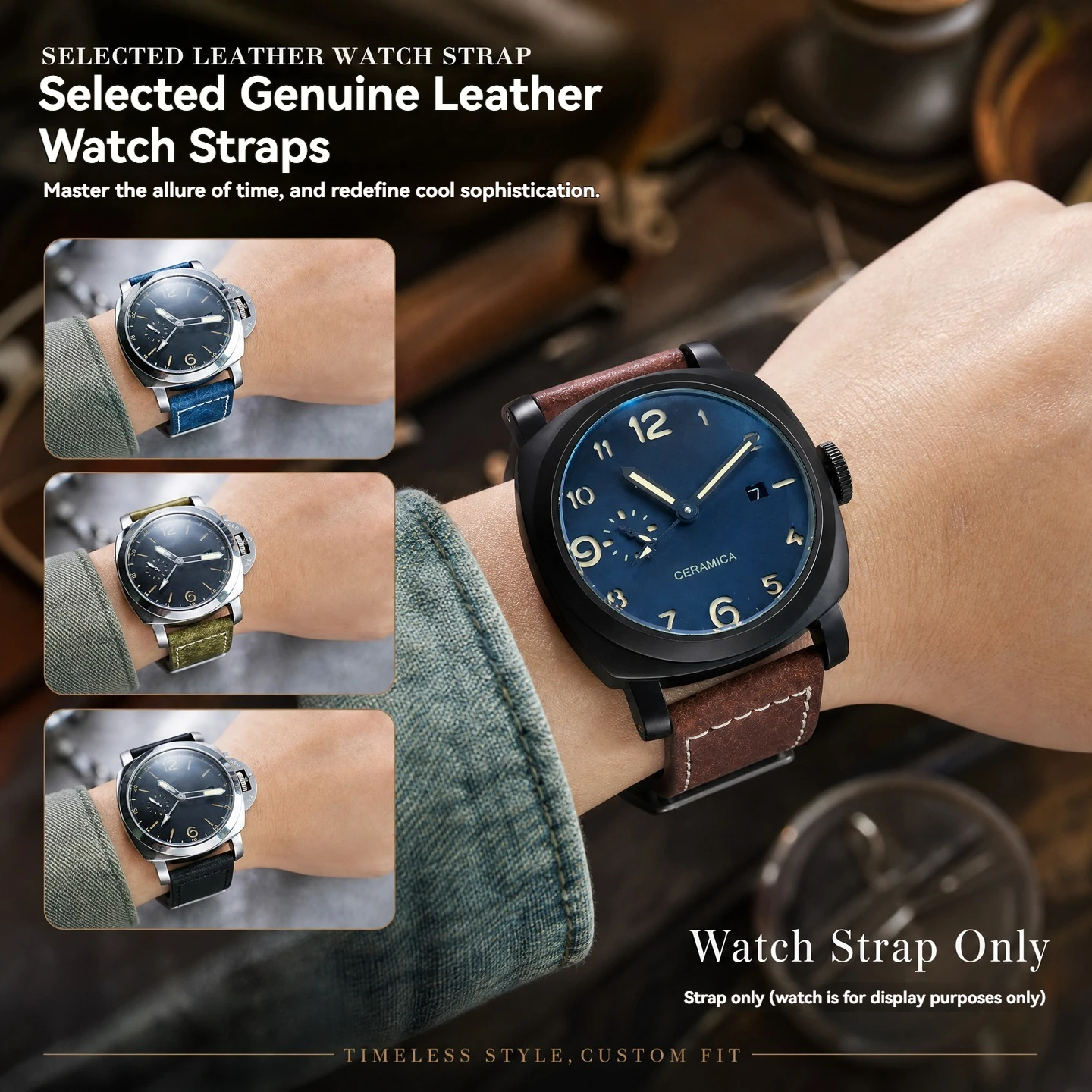 vintage genuine leather Watchband For Panerai strap men's 24mm 22mm Panerai PAM441 915 438 31 retro leather watch strap