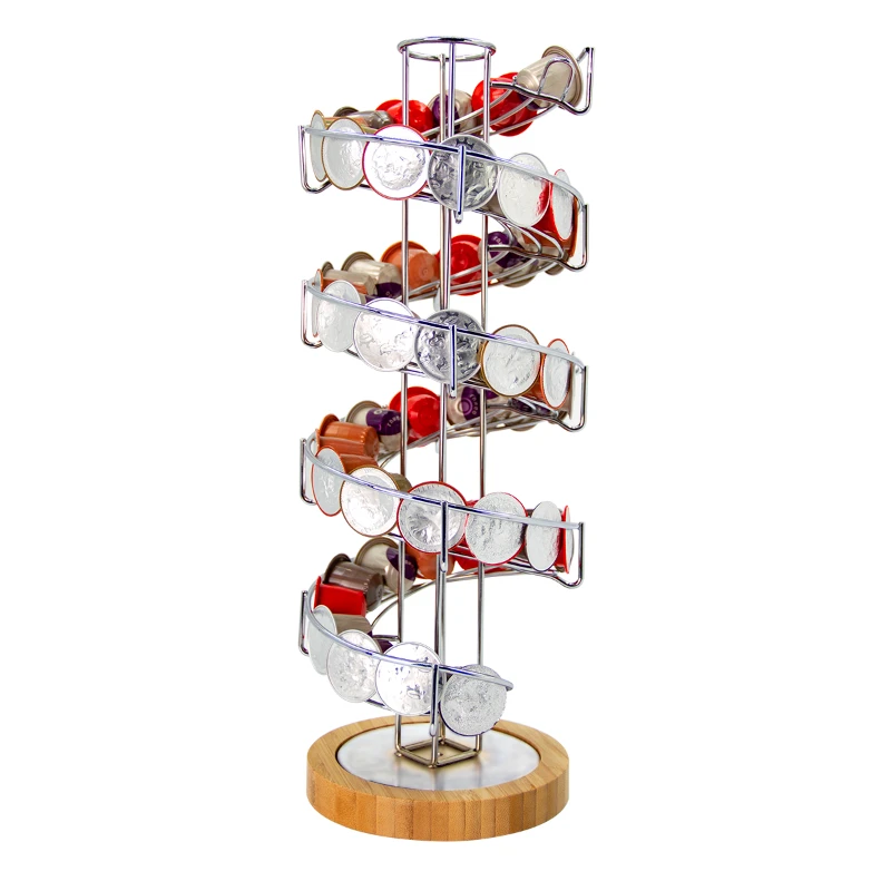 

Metal 360° rotatable coffee milk ball storage capsule coffee display stand