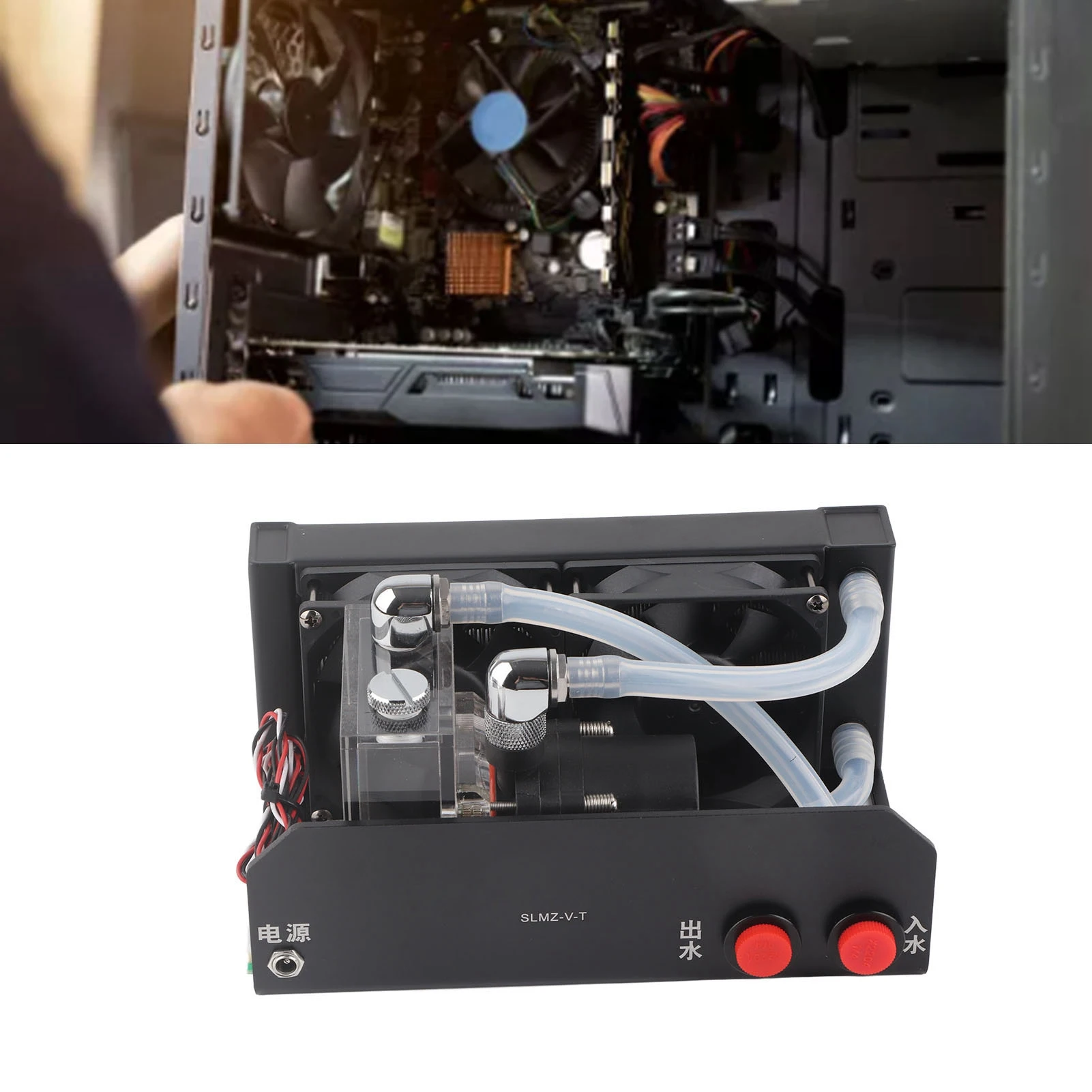 Pompa di raffreddamento ad acqua CPU Pompa di raffreddamento CPU 600L/H Doppia ventola G1/4 Filettatura D Porta Pompa di raffreddamento ad acqua silenziosa a 4 pin per computer desktop