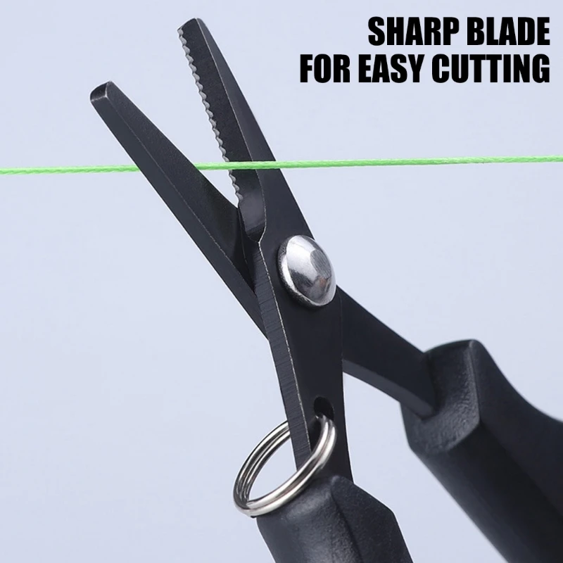 G92F Fishing Line Cutter Metal Fishing Scissors for Braided Line Fishing Serrated Shears with Retractor Split Rings Opener