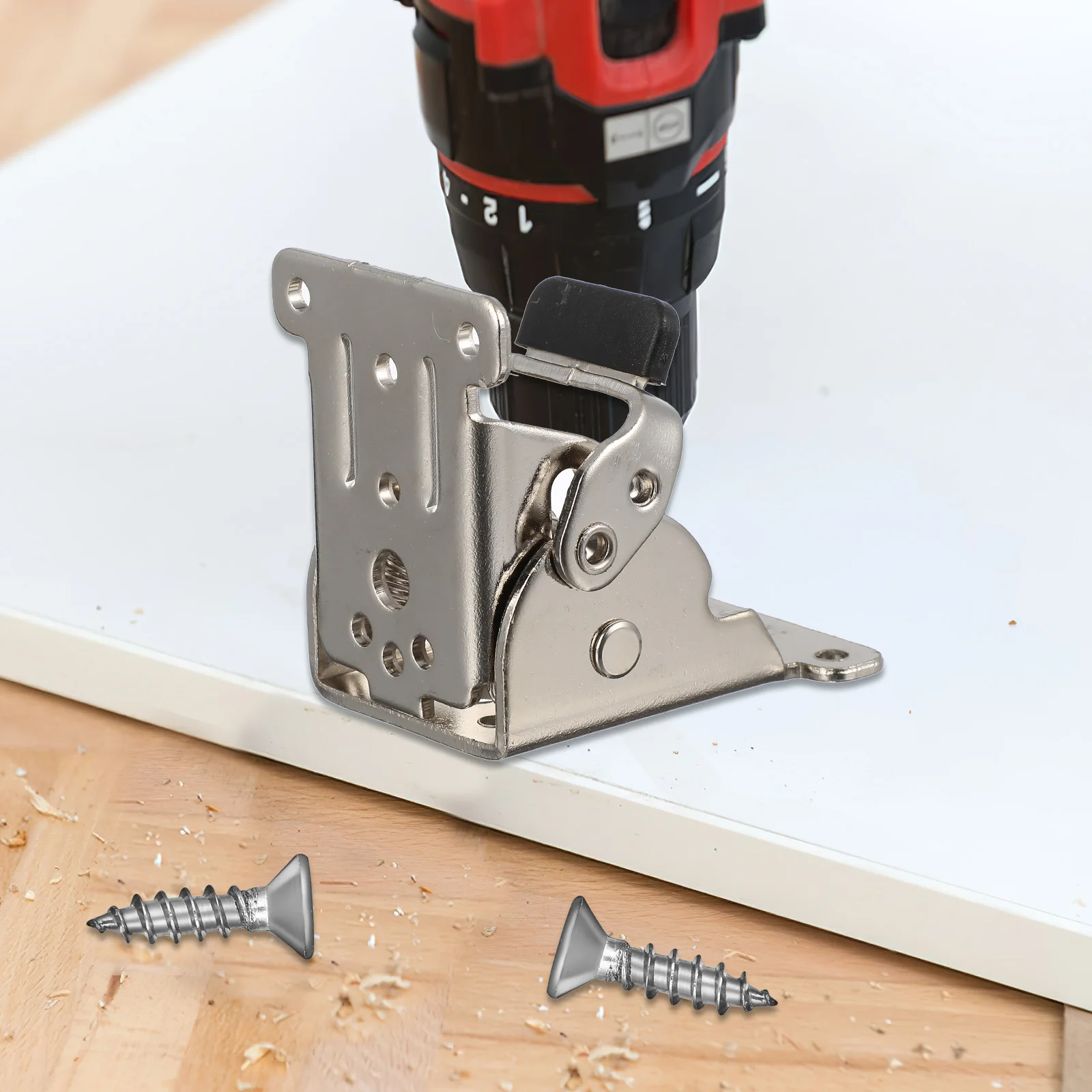 

4Pcs Folding Hinge Self Locking Heavy Duty Steel 90 Degree Furniture Shelf Brackets for Table Bed Folding Brackets