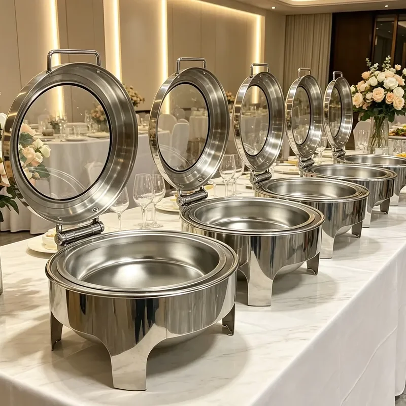 Luxury Stainless Steel Chafing Dish for Wedding Catering Buffet Outdoor Garden Party Food Warmer Hotel Restaurant Supplies