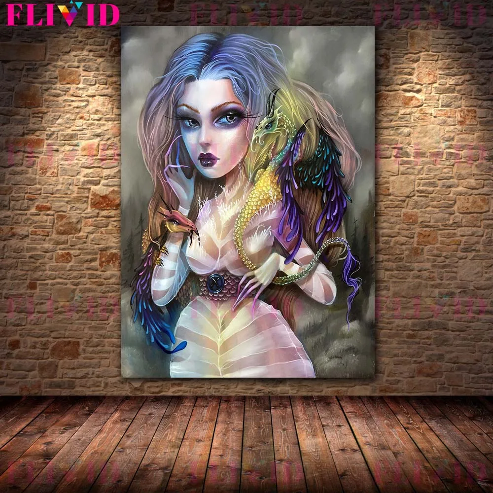 Abstract Sexy Girl Mermaid Posters and Prints Psychedelic Wall Art Canvas Painting Home Decor Wall Pictures For Living Room