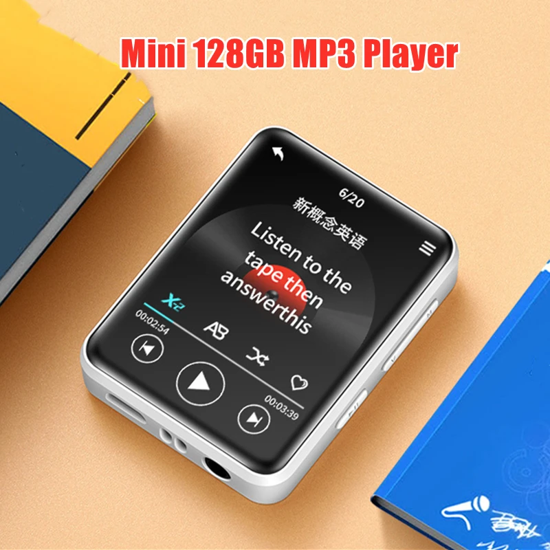 مشغل MP3 صغير للجيب بسعة 128 جيجابايت مزود بتقنية البلوتوث ومشغل موسيقى MP4 خارجي مع تشغيل مسجل صوت بشاشة تعمل باللمس من النوع C IPS