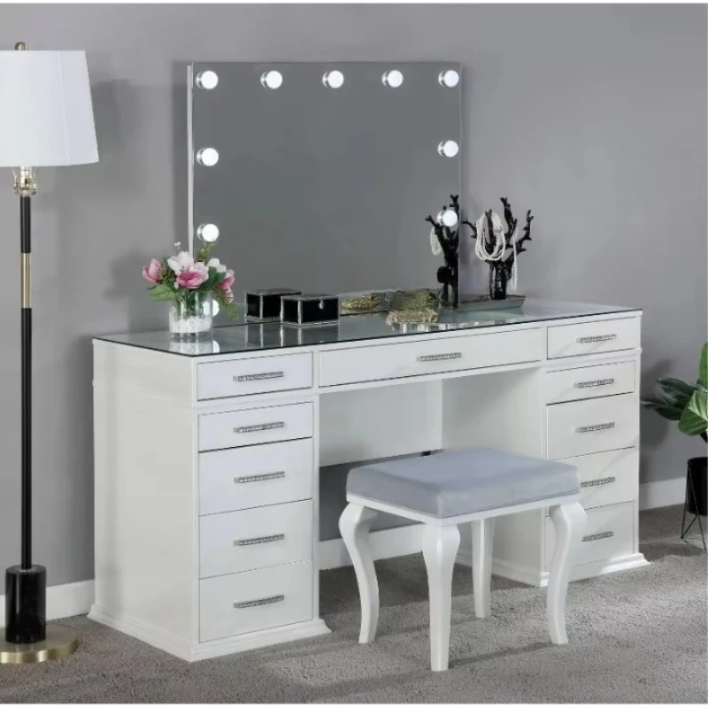 Dresser with mirror and chair, modern style table, mirror stool with drawers, furniture, luxury dresser