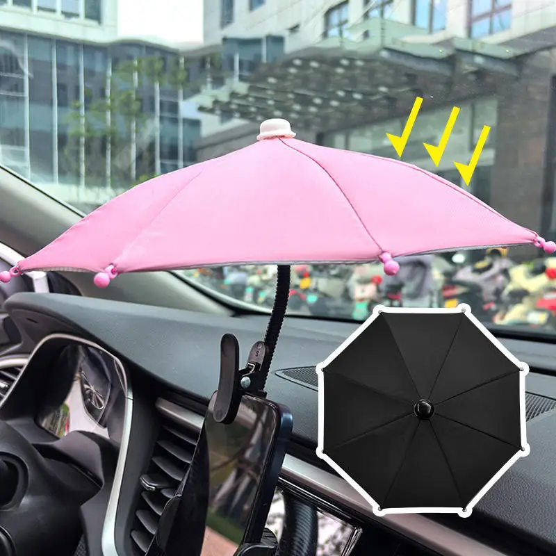 Bending Design Car Mobile Phone Sunshade Anti-glare with Clip Cell Phone Umbrella Adjustable Non-slip Auto Phone Bracket