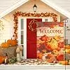 Pumpkin Garden Flag for Outside Double Sided 12 x 18 Inches Welcome Seasonal Yard Marigold Maple Leaves Linen Garden Flags O jjp