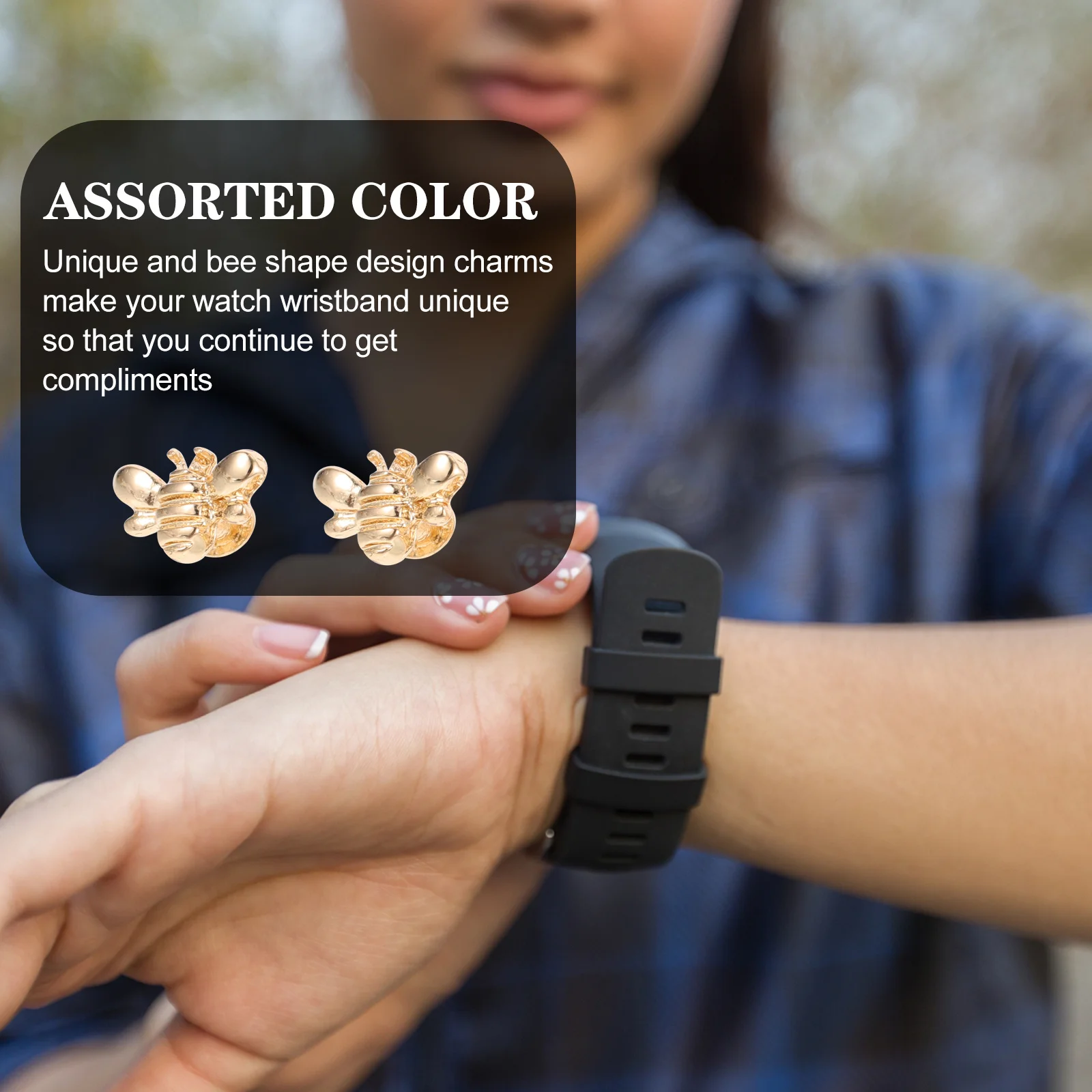 

6pcs Bee Decorative Buckle Nail Zinc Alloy Charms Watchband Decorations Silver Color Sturdy Durable Unique Design Fashion