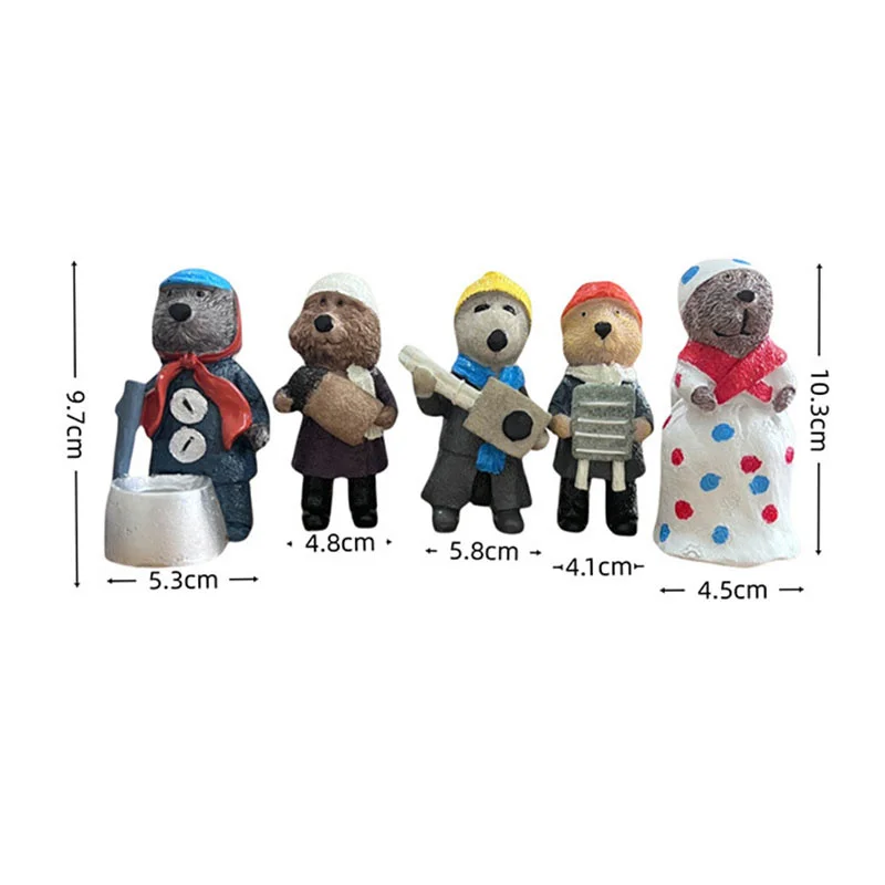 5pcs Otter Band Figurines Otters Play Guitar Statue Christmas Decoration Art Dolls Ornaments Festive Holiday Decor Gift