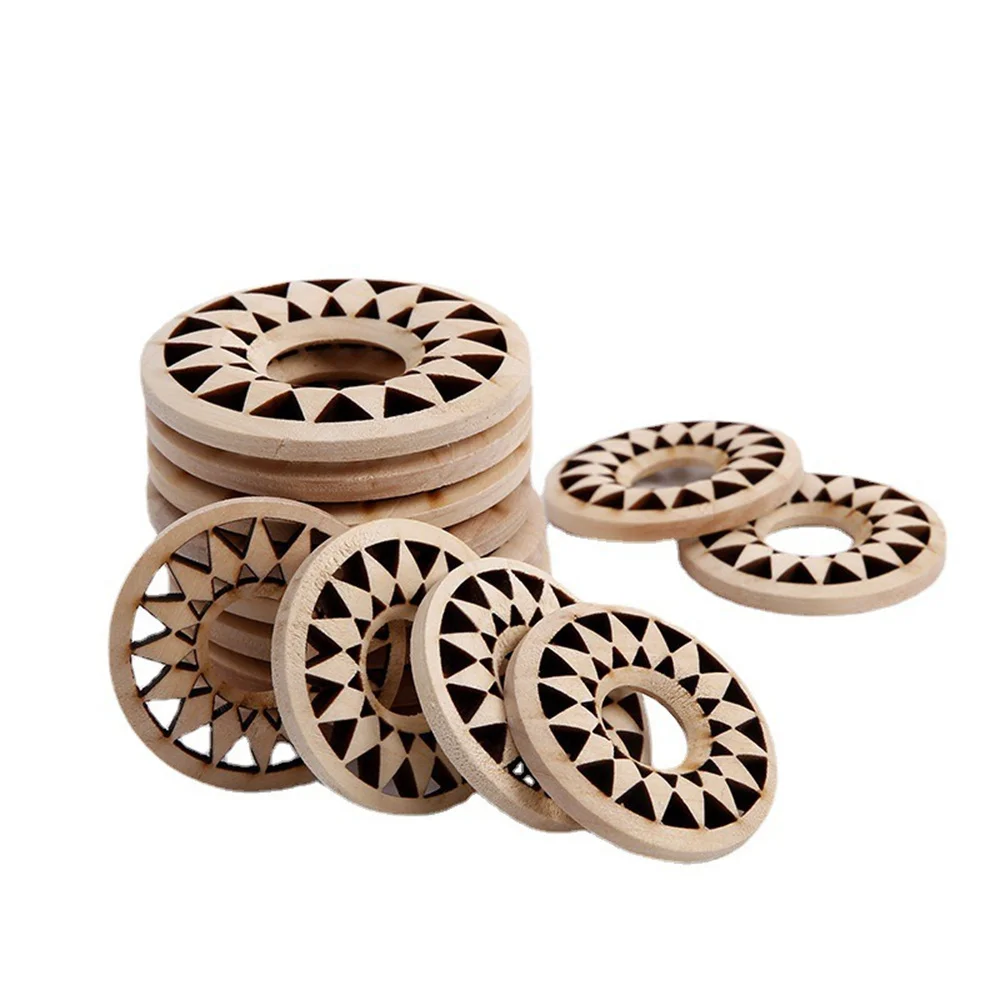 Famous style jewelry solid wood hollow-out sunflower diy decorative circular base decorative pieces