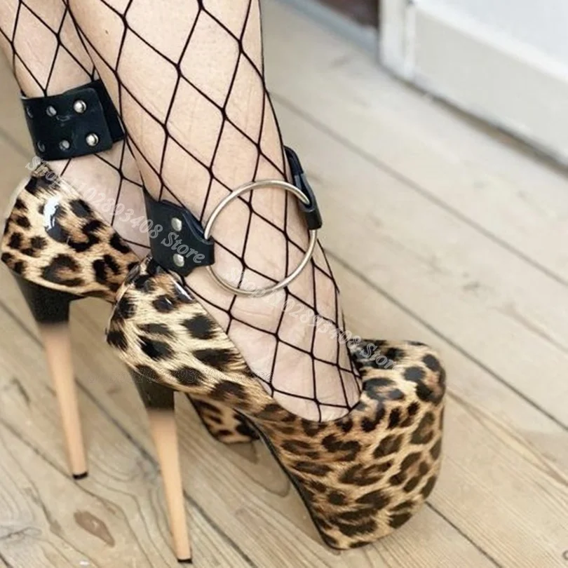 Leopard Print Platform Stiletto Pumps Round Toe High Heels British Style Concise Banquet Women Shoes 2024 Zapatos Para Mujere