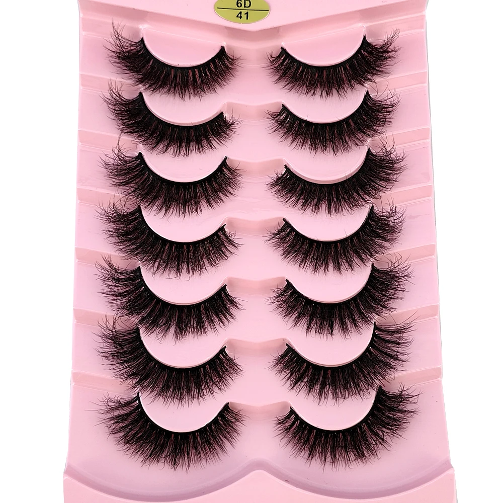 7pairs Natuurlijke Russische Strip Wimpers Pluizige Nertsen Wimpers 3D Valse Wimpers Pluizige Volume Wimpers Nep Wimper Extension Make Up