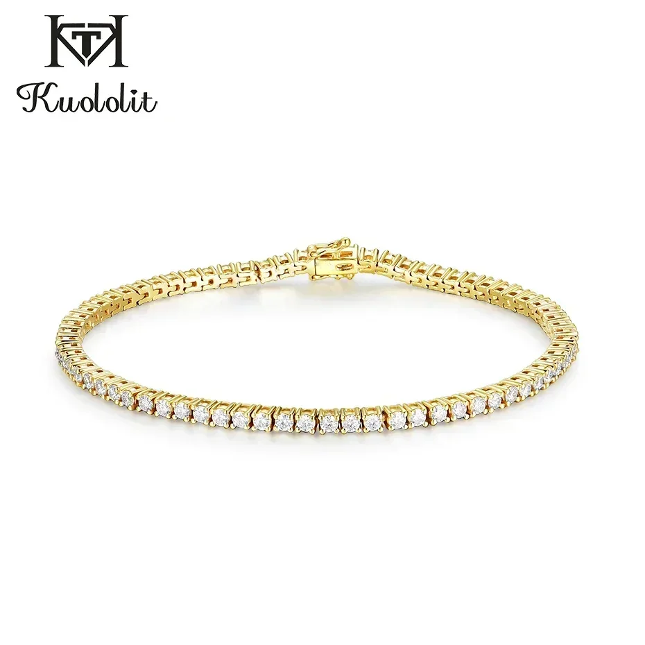 モアッサナイト ブレスレット 14K イエロー ゴールド 女性用