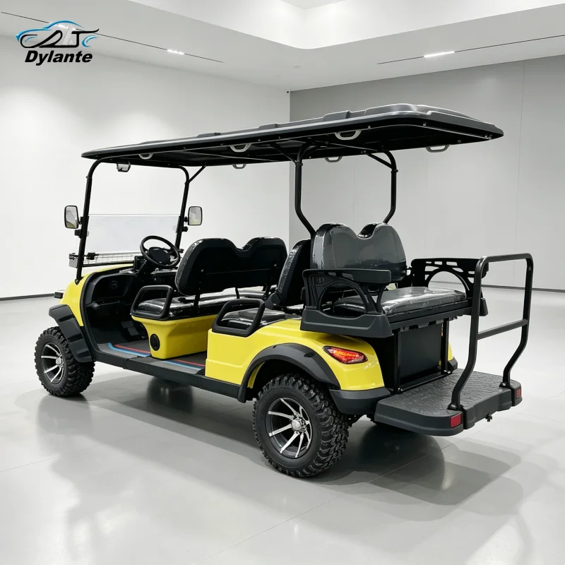 All Terrain 4 Seater Electric Golf Cart 4 Wheel Disc Brake Lifted Golf Buggy With Multimedia Display Panel