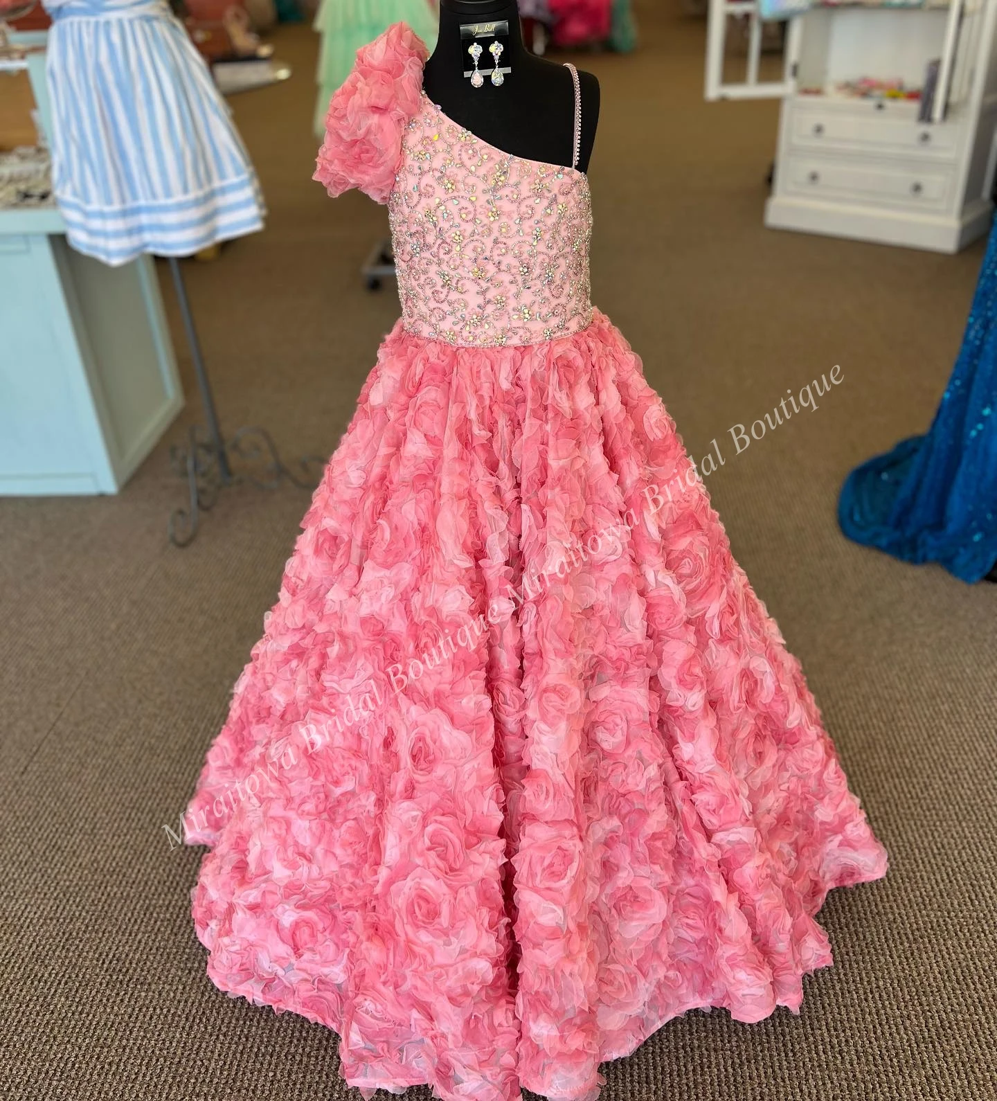 3D Flower Girl Pageant Dress 2024 Beading Floral Little Kid Birthday Holiday Formal Event Cocktail Party Gown Teen Preteen Miss